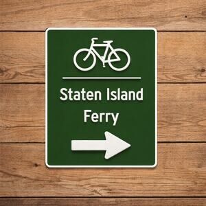 New York City Staten Island Ferry Bike Sign NYC Road Street Transportation
